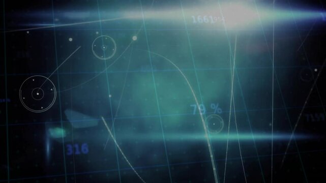 Animation showing abstract digital interface with percentages and circular data elements