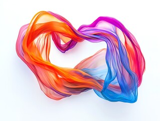 Obraz premium Flowing Fabric Art with Vibrant Colors on White Background Creates Abstract Design