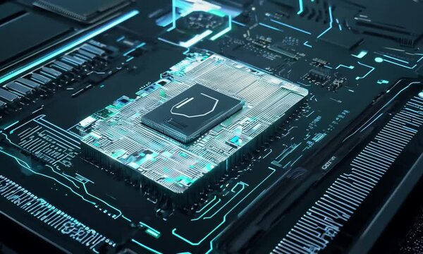 Microchip computer chip processor AI computation power PC mobile ARM programming silicon motherboard components circuit board tech technological advance computing progress development