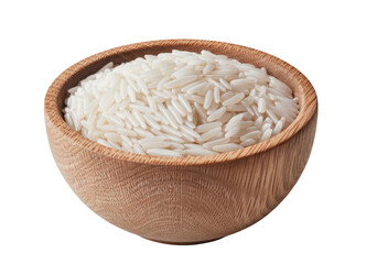 bowl of raw white rice isolated on white background
