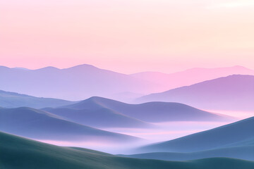Tranquil Veil: Morning's Pastel Symphony Over Misty Mountains