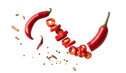  red chili peppers on white background © Allyana
