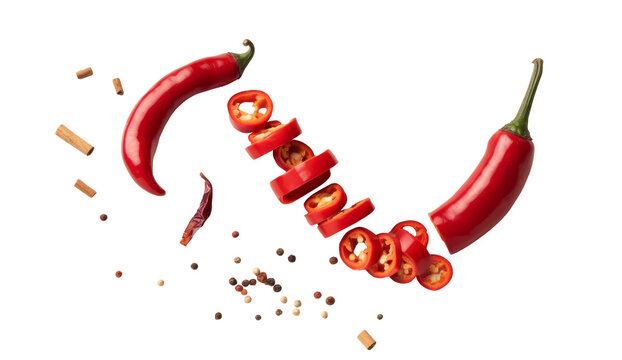 red chili peppers on white background