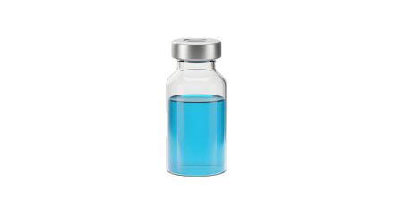 Glass Vial Filled with Blue Liquid for Medical or Scientific Use
