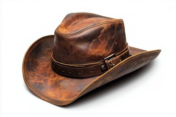 stylish old leather cowboy hat