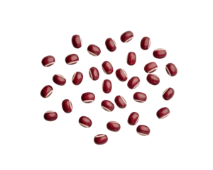 adzuki beans scattered on white background