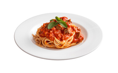 spaghetti with tomato sauce and basil, Isolated on Background