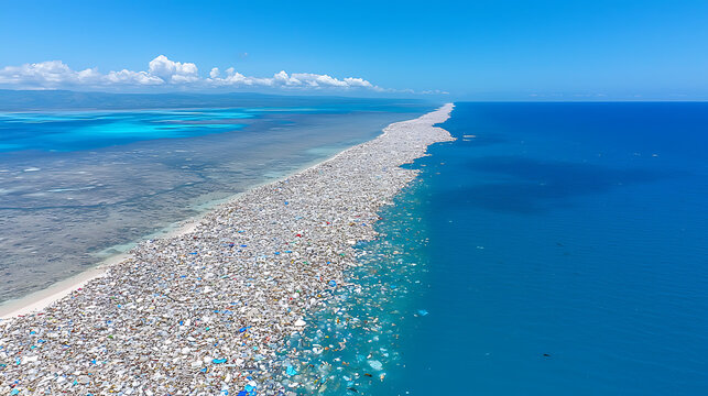 Plastic pollution crisis ocean garbage patch pacific ocean aerial view environmental disaster awareness