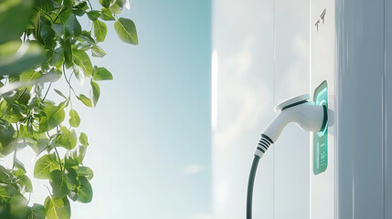 Electric vehicle charging station urban environment technology image sustainable living close-up view green energy concept