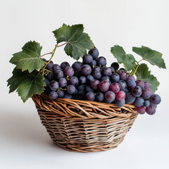 Fototapeta premium Organic Fresh Grapes Basket: Vibrant Seasonal Produce for Healthy Eating and Cooking