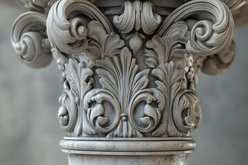Intricate Stone Column Capital Design