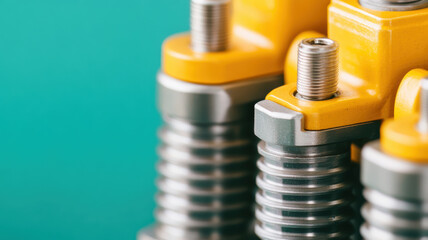 High quality close up of combustion engine component showcasing intricate details and precision engineering. design emphasizes functionality