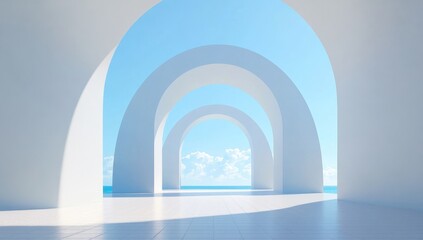 White arched walkway to ocean vista
