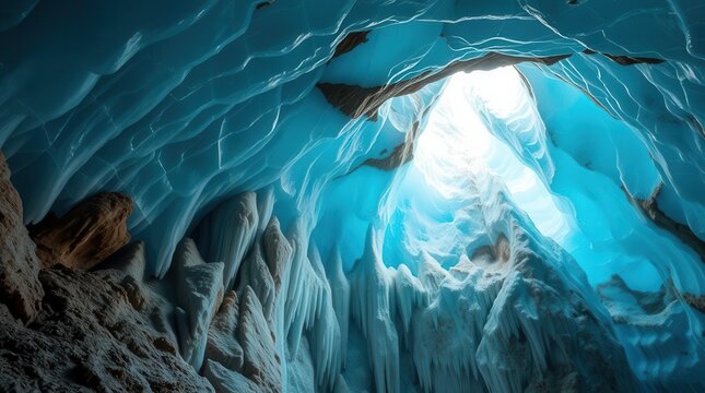  Majestic Ice Cave with Translucent Blue Walls and Frozen Stalactites &ndash; Stunning 8K Photorealistic  ice cave, blue ice, frozen wonder, natural light, icy stalactites, arctic beauty, photorealisScene,
