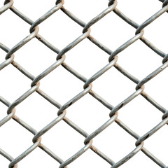 Fototapeta premium Rustic metal wire fence pattern against clear sky background