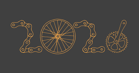 Bicycle Happy New Year 2026 grey background	
