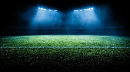 Empty Stadium Under Lights at Night