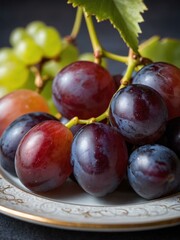 Fototapeta premium attractive grapes close-up on a beautiful plate arrangement portrait