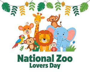 Fototapeta premium Cheerful Zoo Animals Celebrate National Zoo Lovers Day