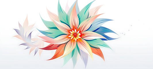 White background with drawings of colorful Edelweiss Flower for children, ai generative