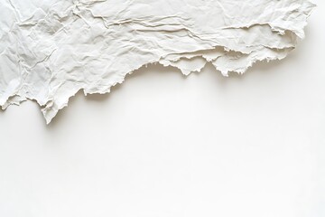 Crumpled white paper background with torn edges for graphic design and mockups