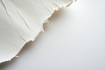 Textured white paper background with torn edge for design space and copy space use