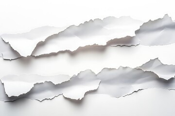 Torn edges of white paper layers create abstract background for graphic design projects