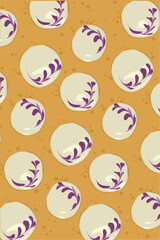 Batik with white pattern and purple paint abstract motif. Cake glaze