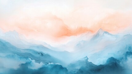 Soft pastel background with blurred watercolor texture in baby blue and peach.