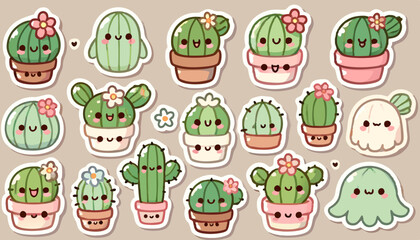 Easter eggs cute cactus pattern sticker pack