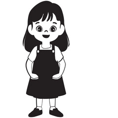 Little girl with her hand in her pocket silhouette