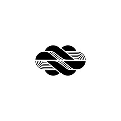 Abstract Black & White Knot Symbol, Minimalist Design Concept