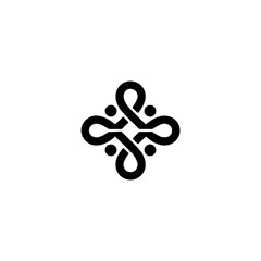 Abstract Black Flourish Logo on White Background, Minimalist Design