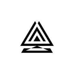 Geometric Triangle Logo in Black and White Minimalist Style