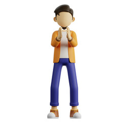 3d man standing with his hand on his head