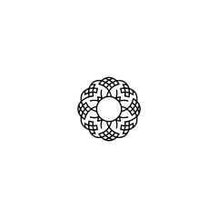 Geometric Mandala Logo Design, Abstract Floral Pattern, Black on White
