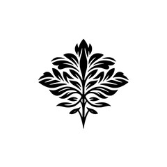 Elegant Black Floral Emblem on White Background