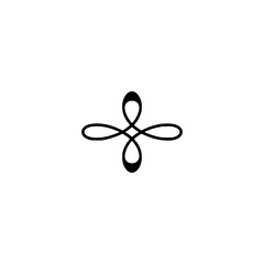 Minimalist Black Floral Ornament on White Background