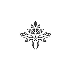 Minimalist Floral Logo, Black Line Art, White Background
