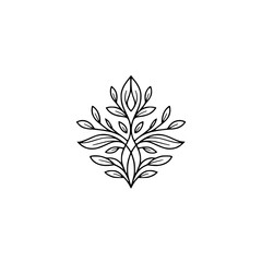 Elegant Line Art Botanical Logo - Natural Leaf Design, Modern Minimalist
