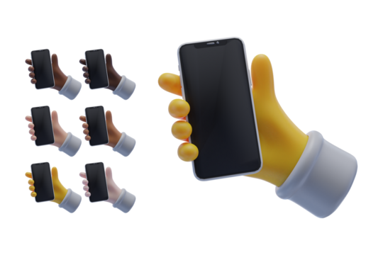 3d render of a black and yellow sign with symbol, 3d render of a black and yellow sign with exclamation mark. Waving Hand emoji in various skin tones isolated on transparent background - Powered by Adobe