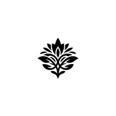 Fototapeta premium Elegant Floral Emblem: Black Botanical Logo Design on White