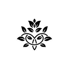 Elegant Black Botanical Logo on White Background - Vector Design