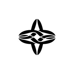 Abstract Black Knot Icon on White: Minimalist Design for Logos & Branding