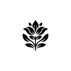 Black Floral Logo, Minimalist Plant Design, Clean & Elegant Style