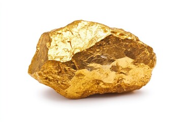 Isolated Gold Nugget Close-up on White Background for Finance Concepts