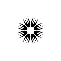 Black Starburst Design on White Background: Minimalist Vector Illustration