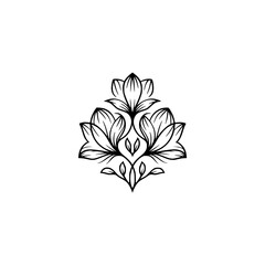 Elegant Floral Emblem: Black & White Minimalist Design