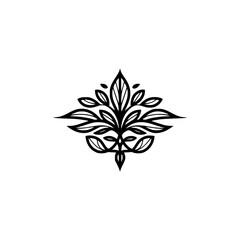 Minimalist Black Floral Logo, Elegant Botanical Design