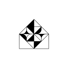 Geometric Envelope Abstract Design, Black & White, Minimalist